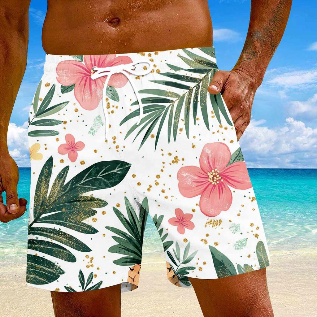 Мужские модные гавайские принты с эластичной талией, повседневные штаны для йоги, пляжные шорты