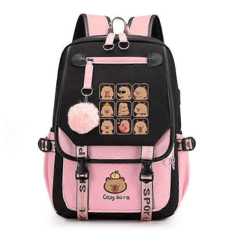 Capybara School Bag Cute Cartoon Capybara Backpack Large Capacity 16