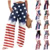 Женские летние эластичные брюки из хлопка и льна свободного кроя с принтом ко Дню независимости