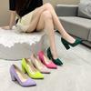 Fashion 2025 Shoes Thick Heel Woman Pumps Candy Color Women  Office Pointed Toe High Heels Wedding Female Heel Shoes