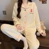 Air cotton sandwich pajamas women's autumn and winter long-sleeved cute dachshund dog polka dot warm loungewear set