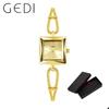 Fashion Gedi Top Brand Rose Gold Women Square Wrist Watch Alloy Rope Band Water Resistance Luxury Ladies Quartz Jewely 20mm