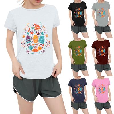 Женская повседневная футболка с круглым вырезом и короткими рукавами с принтом