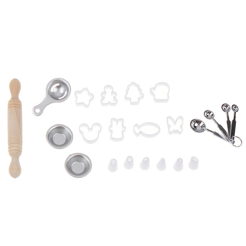 1Комплект 1:12 миниатюрных форм для выпечки кукольного домика, приспособления для выпечки, мерная ложка, инструменты для выпечки, модель кухонного декора, игрушечный домик