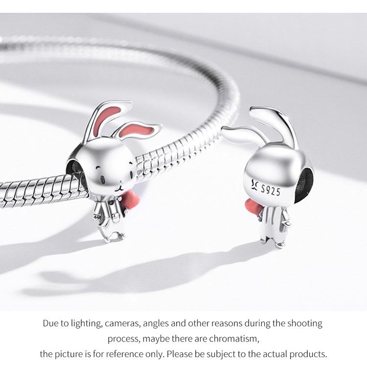 WOSTU Бусины из стерлингового серебра 925 пробы с изображением животных, милый энергичный кулон в виде кролика, подходит для оригинального браслета, ожерелья, ювелирные изделия своими руками