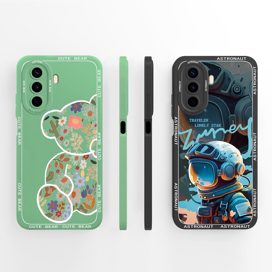 Чехол для Huawei Nova Y70 Plus Арт Медведь Полное Покрытие Противоударный Funda для Huawei Nova Y 70 Y70+ Жидкий Силикон Задняя Крышка Телефона