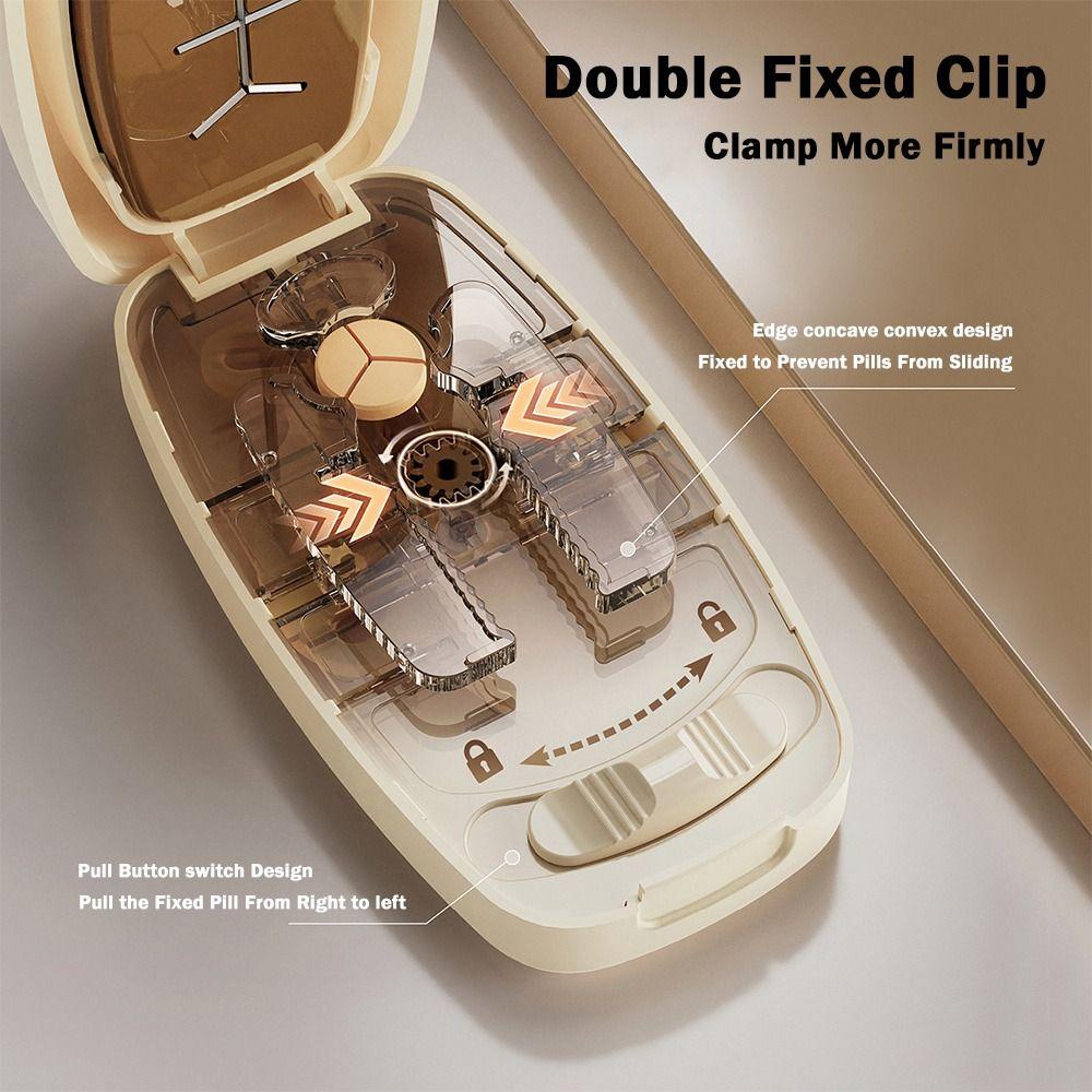 Drug Tablet Pill Divider Storage Box Dustproof Crusher Divider  for Small or Large Pills