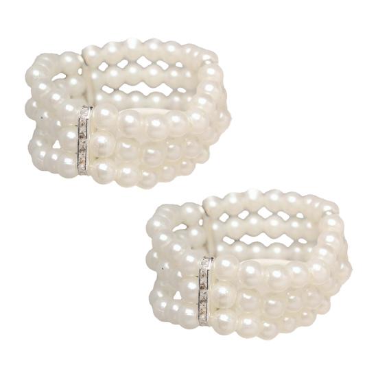 Faux Pearl Bracelet Women Retro Wrist Bracelet Ladies Rhinestone Stretch