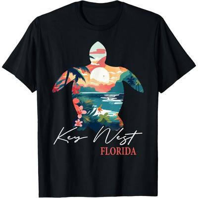 Key West Florida Turtle Paradise Family Summer Vacation Cotton Men T Shirt S