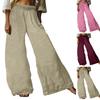 Брюки-карго женские хлопковые льняные с пуговицами на резинке на талии широкие брюки летние свободные брюки для бега с карманом