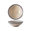 Retro Cream Style Ceramic Noodle Bowl with Double Blue Rim