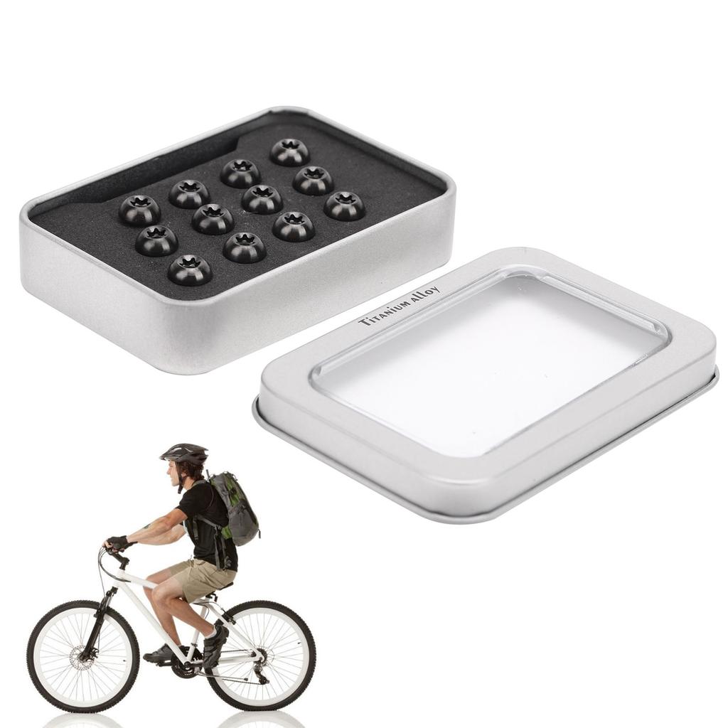 12pcs Bike Disc Brake Rotor Fixing Bolts T25 Bicycle Screws TC4 Titanium Alloy M5 X 10mm Black