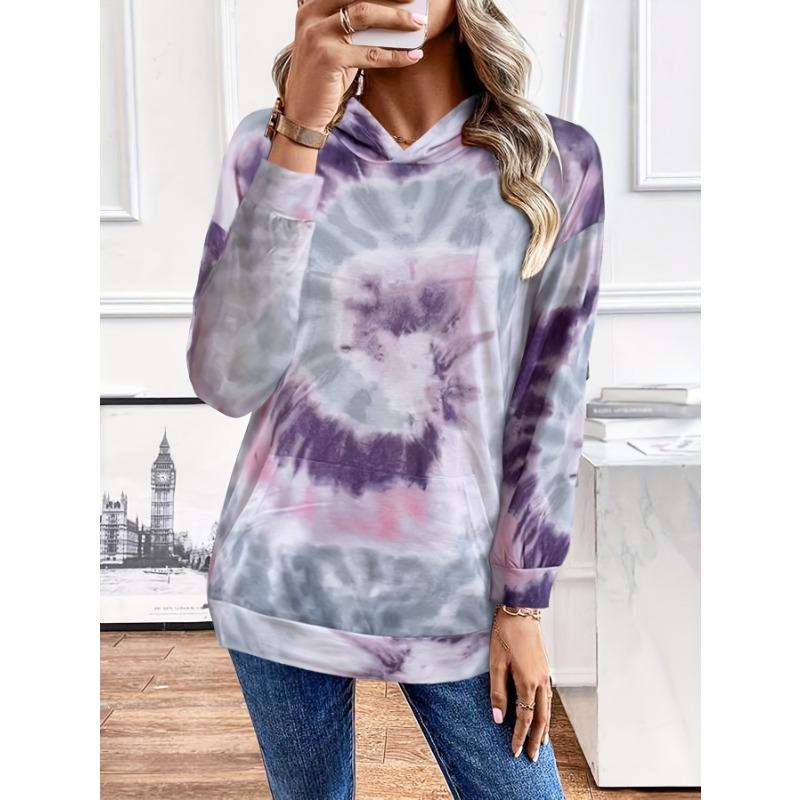 Толстовка с капюшоном Tie Dye, повседневная толстовка с капюшоном с длинным рукавом, женская одежда