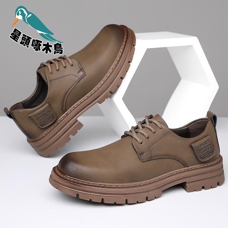 [Genuine Leather Cowhide] Men's Leather Shoes Genuine Leather 2025 Korean Edition British Tooling Shoes Anti-Shoes