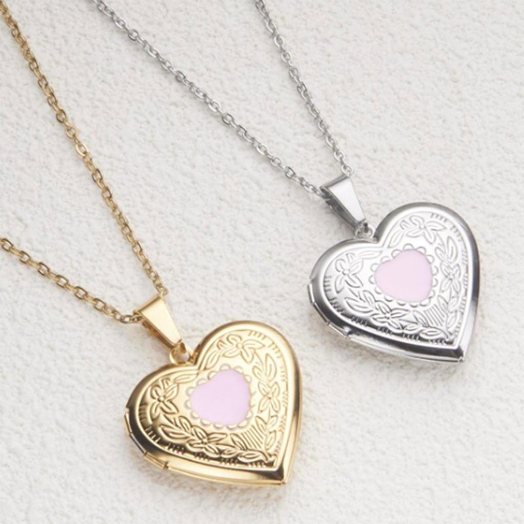 Stylish Pendant Necklace Heart Shaped Locket Collarbone Chain Adjustable Length Choker Fashionable Jewelry for Dates
