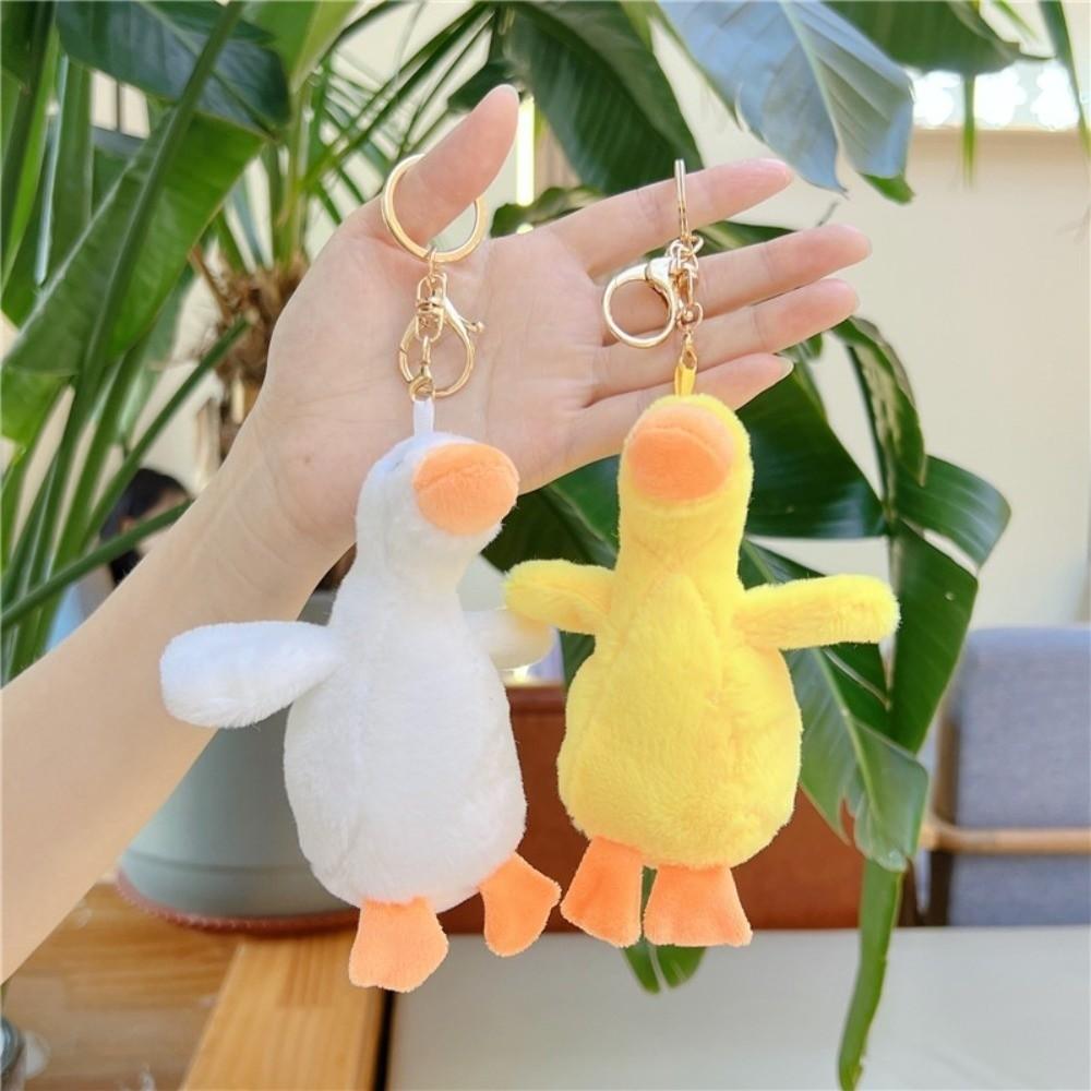 Plush Bag Plush Goose Keychain Pendant Yellow And White Colored Plush Bag Pendant