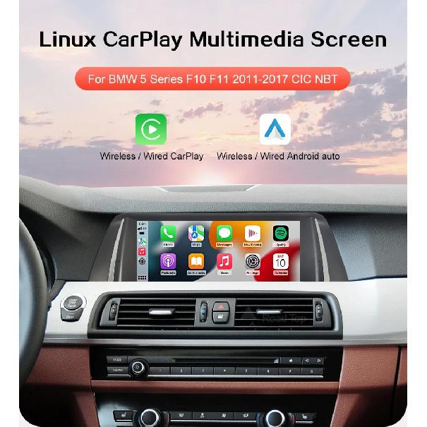 Wireless CarPlay Android Auto Car Radio Multimedia Player Linux Display Screen For BMW 5 Series F10 F11 2012-2017 CIC NBT