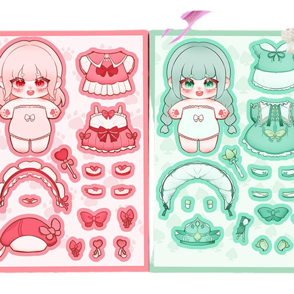 8 Наклейки с персонажами для переодевания хлопковых кукол, DIY для ручного аккаунта, маленькая карточка, украшение для чехла мобильного телефона, корейский стиль, инс