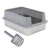 Stainless Steel Cat Litter Box Open Top High Sided Cat Litter Tray Pet Toilet with Litter Scoops for Home