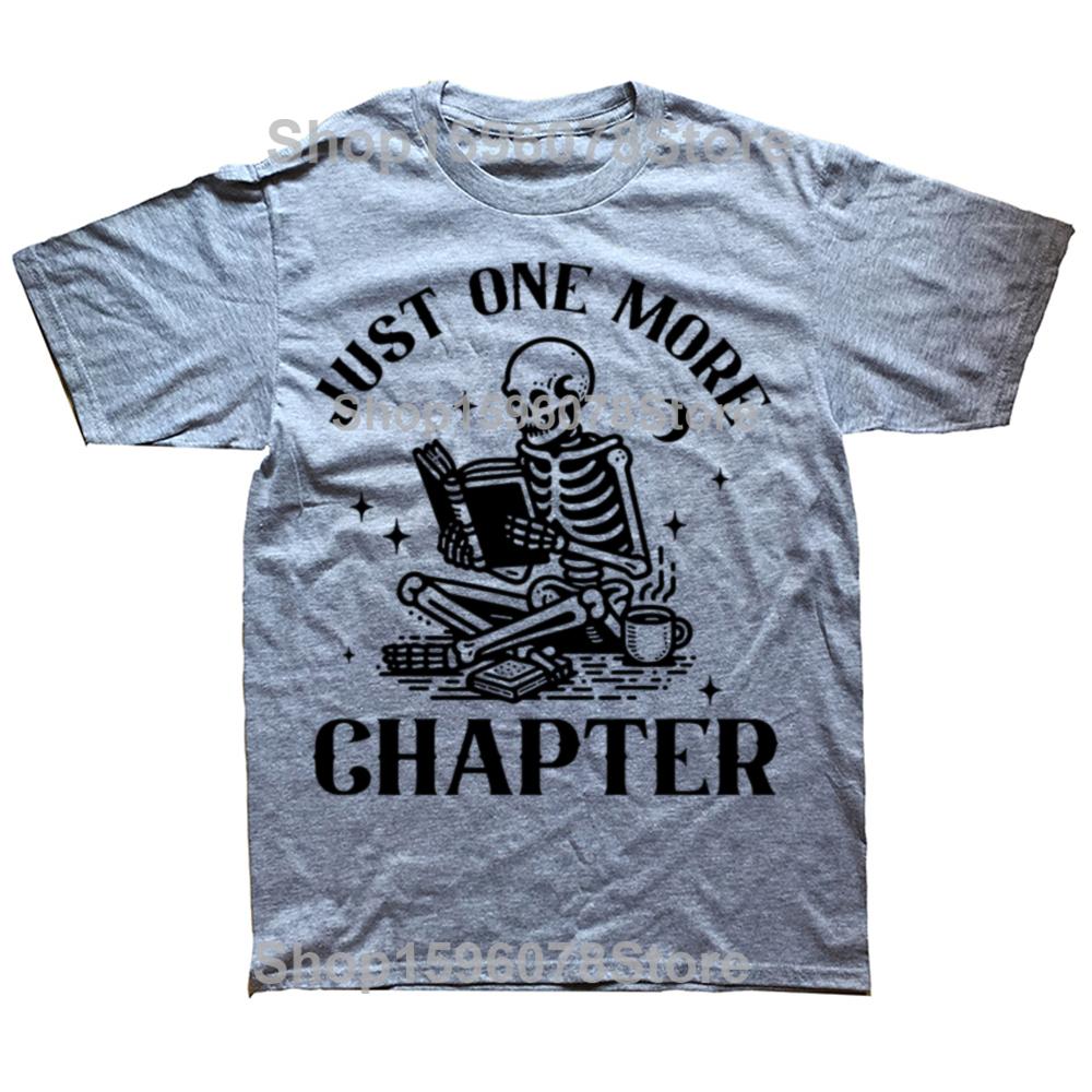 Еще одну главу Футболки Забавная футболка с черепом и книжным червем Любитель книг Чтение Учитель Футболка Женская Мужская Хлопок Футболки с коротким рукавом