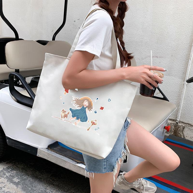 Холщовая сумка женская сумка через плечо студенческая сумка большая вместительная ручная сумка из холста