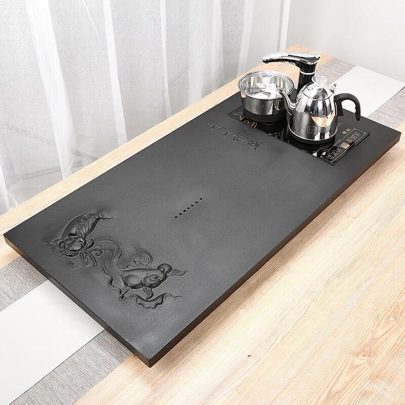 Buddha Design Black Gold Stone Tea Tray Set