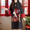 Китайское платье Cheongsam длиной до колена, удобное модное женское платье Ципао с длинными рукавами
