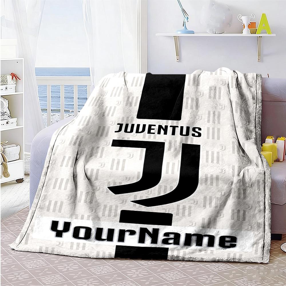 Juventus Customize Your Name Blanket Cozy Customizable Blanket Soft & Cozy Throw For Couch Office Chair Picnics Sofa All-Season Use