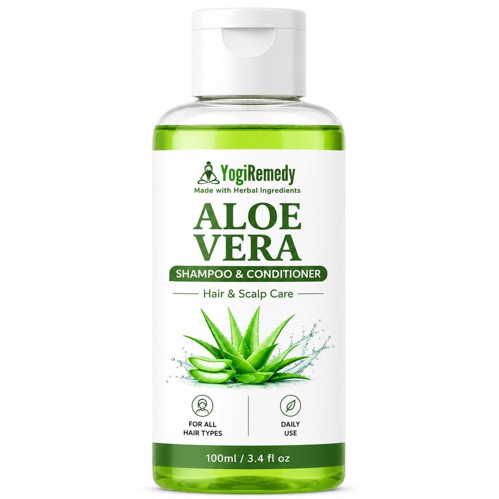 YogiRemedy Aloe Vera Shampoo & Conditioner 100ml – Hair & Scalp Care Formula for Daily Use, Suitable for All Hair Types