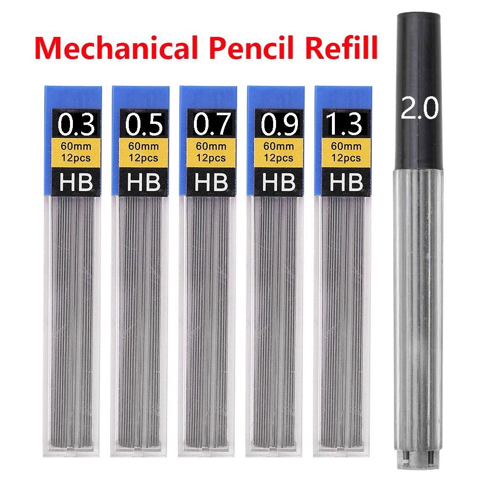 6 Boxes 0.3/0.5/0.7/0.9/1.3/2.0/3.0mm Mechanical Pencil Lead  Writing Accessories
