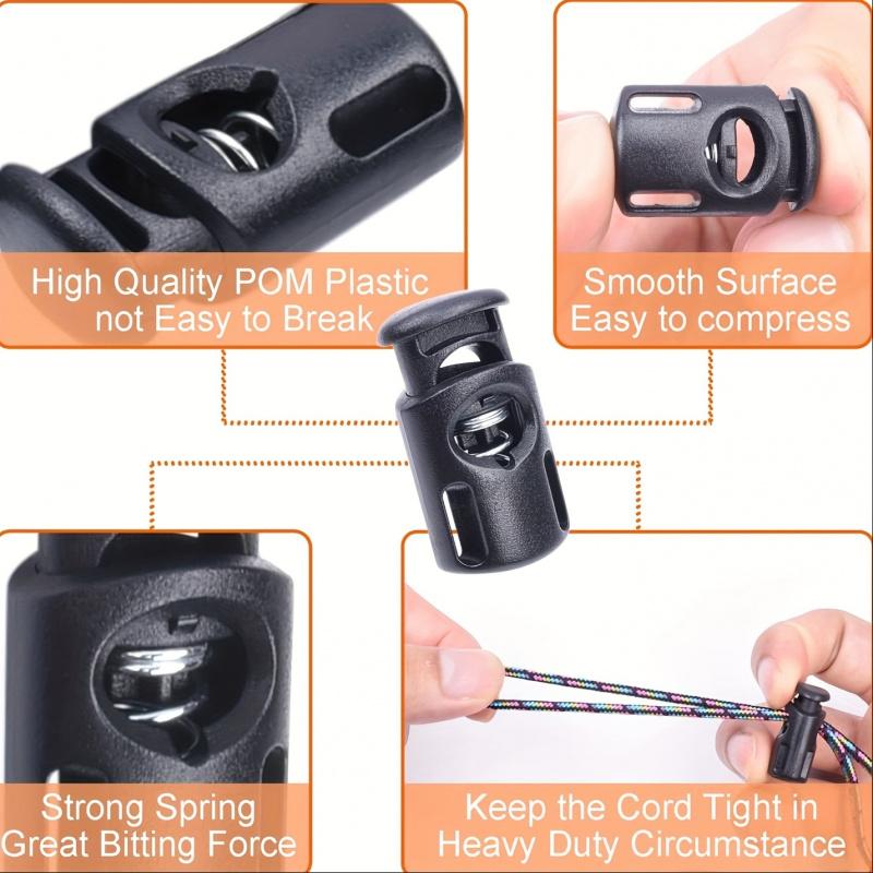 10/30/50 Pcs Single Hole Plastic Cord Lock, Spring Toggle Stopper for Shoelace, Drawstring, Bag, Clothing
