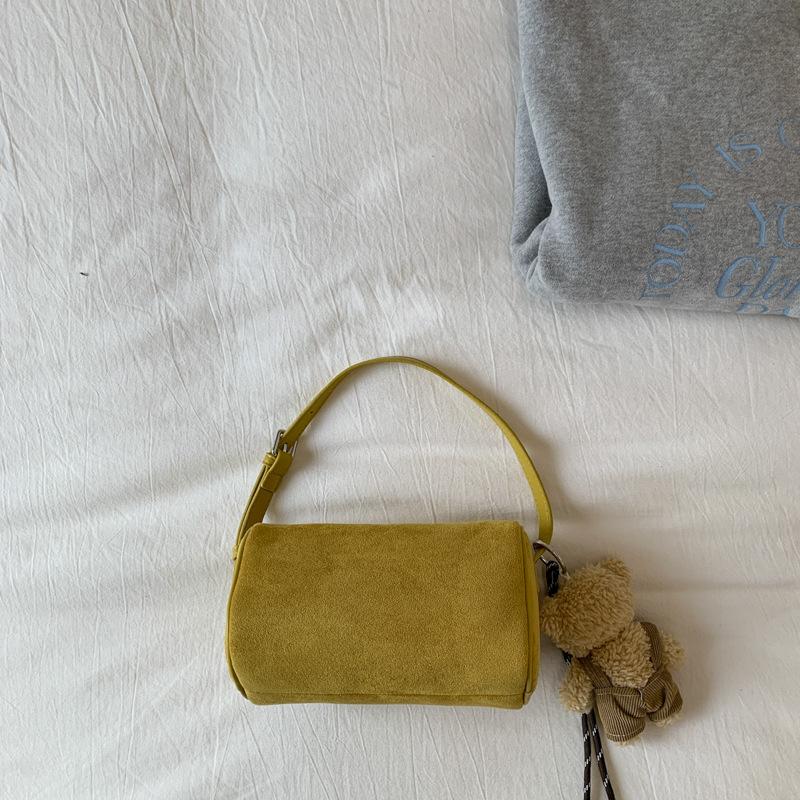 Ретро замшевая простая сумка-пельмень под мышкой, ручная маленькая квадратная сумка для поездок на работу, одноплечная сумка кроссбоди