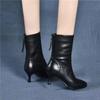 Большие размеры, теплые туфли на высоком каблуке, элегантные женские туфли до середины голени, женские полусапожки на каблуке, весна 2024, водонепроницаемые, новые, в горячем стиле Gyaru Goth