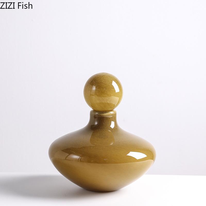 Narrow Mouthed Glass Vase Table Decoration Flower Arrangement Creative Artificial Flowers Colored Vases Room Aesthetic Decor