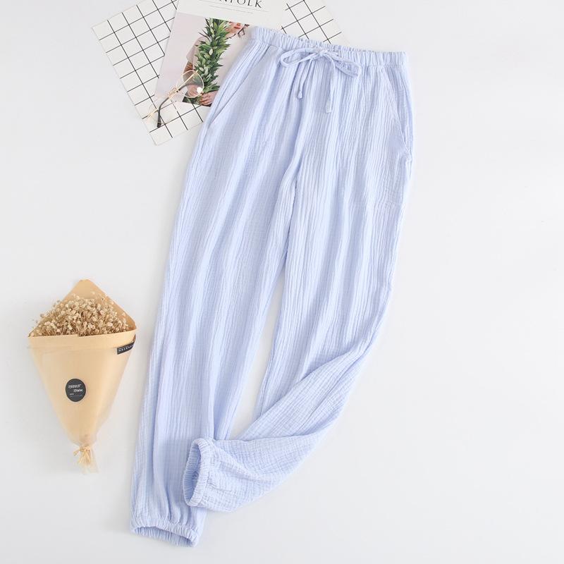 Japanese Pajamas Women Spring and Autumn Home Pants Cotton Washed Double Gauze Loose Comfortable Trousers Casual Pants
