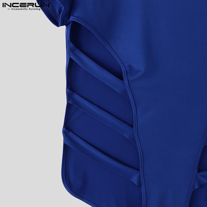 INCERUN Мужские комбинезоны с коротким рукавом и повязками, облегающие комбинезоны, домашняя одежда