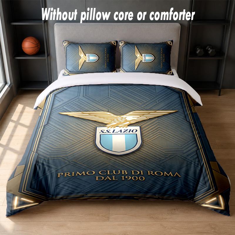 Lazio FC Design Bed Bedding Set 1 Duvet Cover + 2 Pillowcases Soft Breathable Household Bed Linens