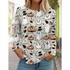 Halloween Women's Long Sleeve Cute Pumpkin Head 3D Pattern T Shirt  Autumn Fashion  Women's Top Harajuku  Pullover Clothing