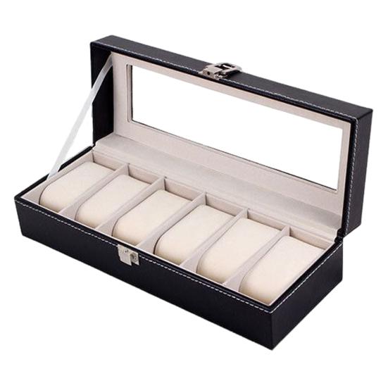 Коробка для часов со стеклянной крышкой Просторная внутренняя мягкая подкладка Водонепроницаемый компактный размер Портативная коробка для часов Органайзер Чехол для хранения ювелирных изделий