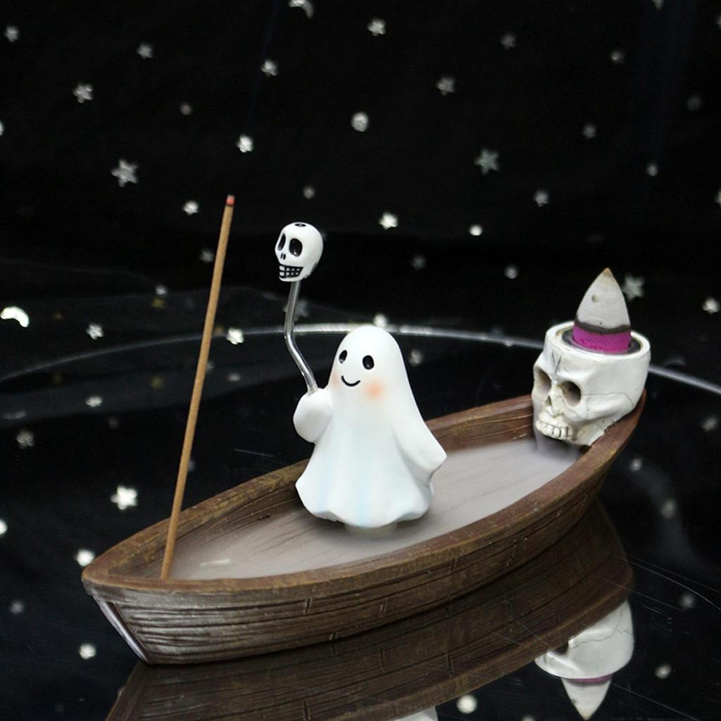 Incense Holder Ghost Incense Cone Holder Gothic Censer Ornaments Zen Meditation Decor for Bedroom Living Room Hotel Apartment