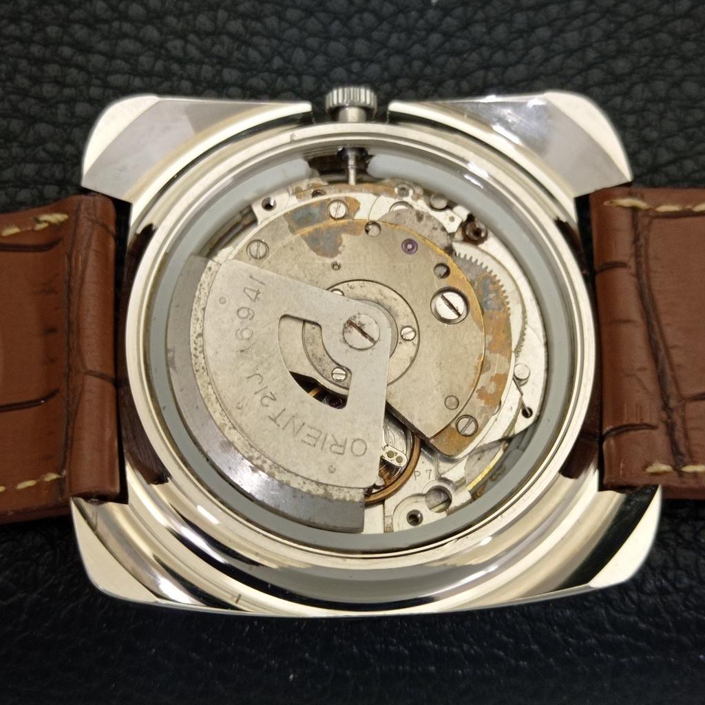 USED ORIENT AUTOMATIC 46941 VINTAGE JAPAN MENS WHITE COLOR DIAL WATCH A702219-5 R123-a702219