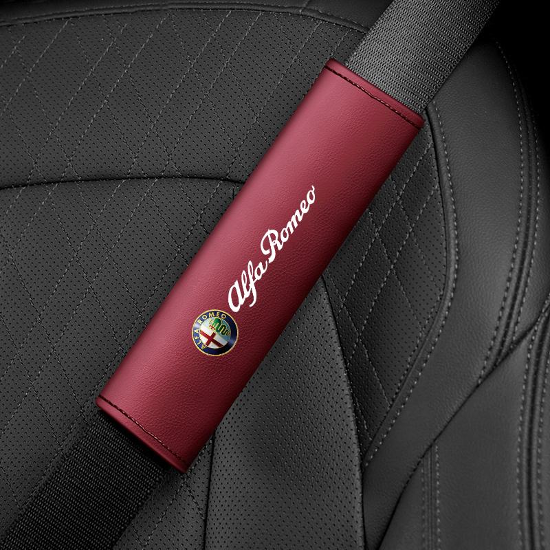 2026 Hot Alfa Romeo Fashion 2Pcs Car Seat Belt Cover Shoulder Pad Accessory For Alfa Romeo Giulia Stelvio Giulietta 156 159 147