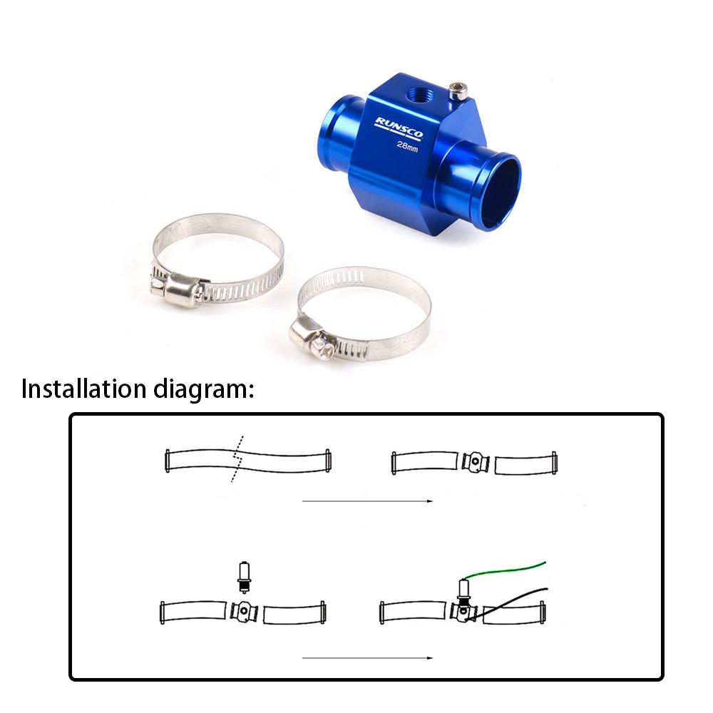 OD 28/30/32/34mm Water Temp Gauge Radiator Temperature Water Temp Joint Pipe Sensor Hose Adapter Universal