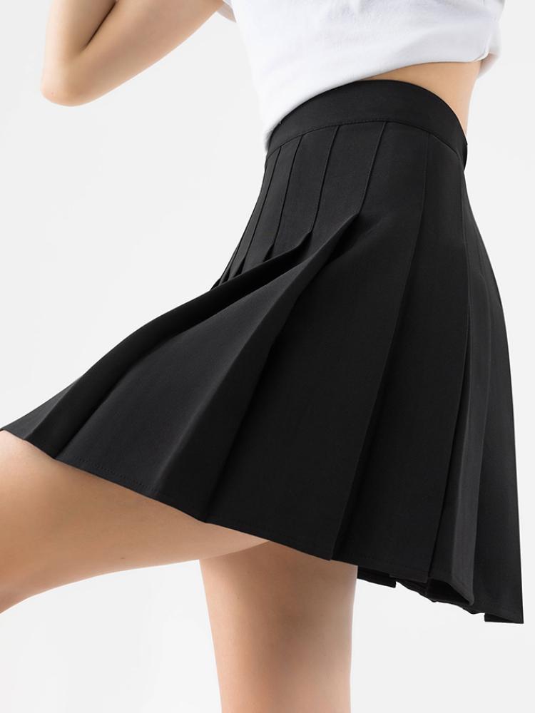Серые мини-плиссированные юбки, женские летние короткие юбки трапециевидной формы с высокой талией, корейский стиль, черный, белый цвет