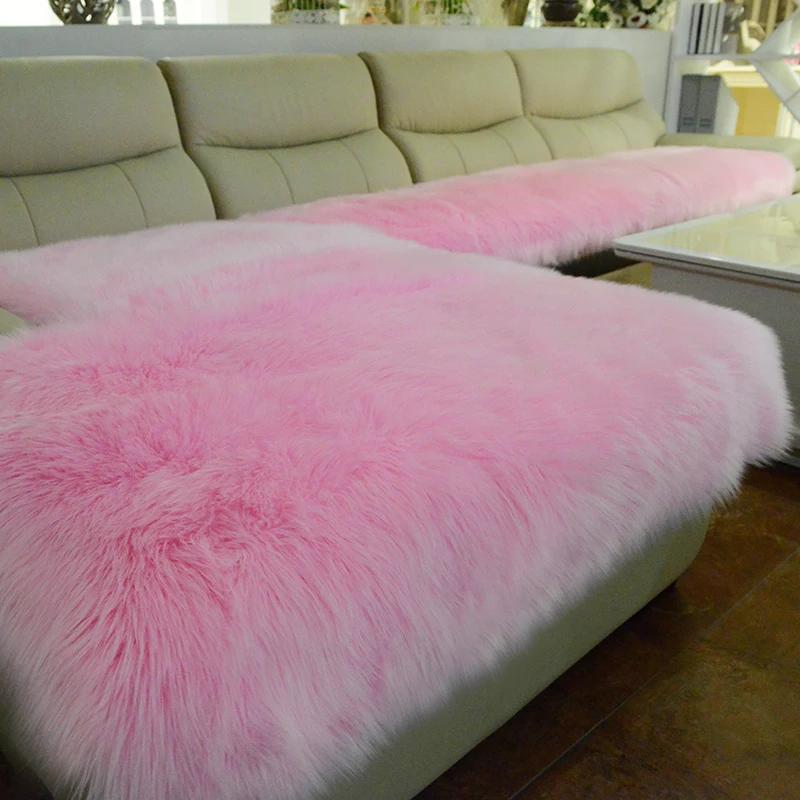 New Sofa Cover Full Cover Winter Imitation Wool Cushion Long Plush Window Thickened European Anti-skid Sofa Mat