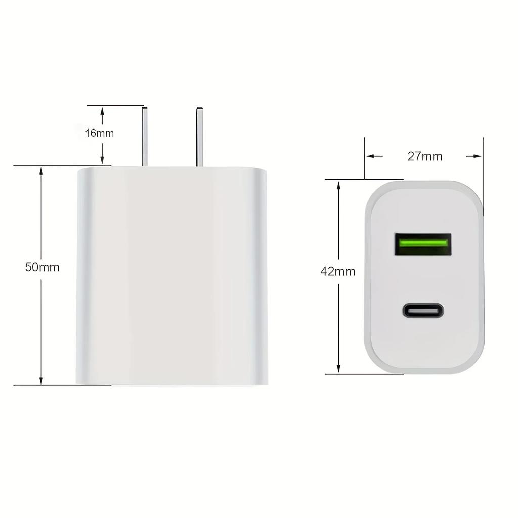 Набор из 2 высокоскоростных зарядных блоков USB C - Адаптер Power Delivery с двумя портами и быстрой зарядкой Type C