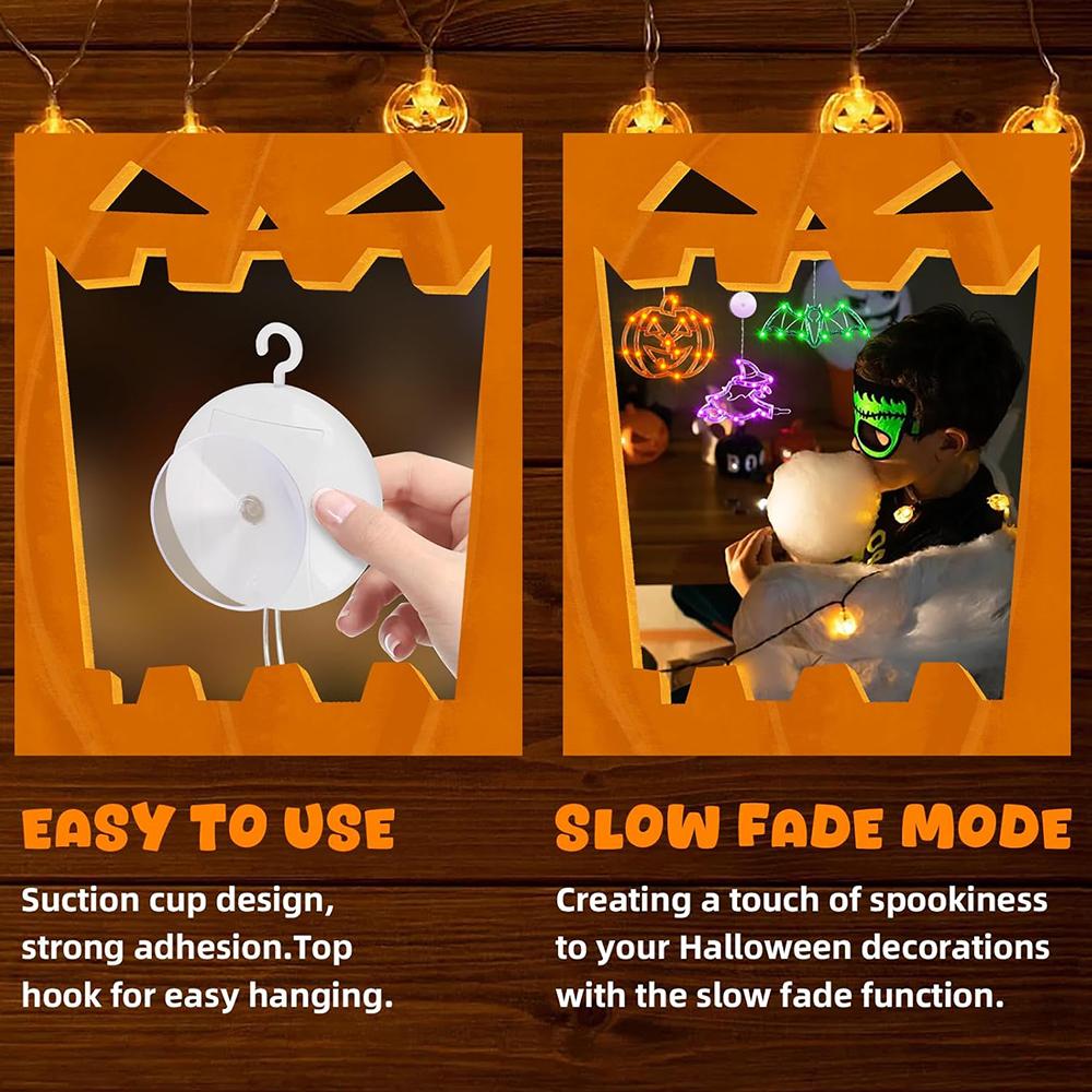 3 шт. Хэллоуинские огни Украшения Светящиеся украшения с присоской и крючками