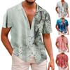 Summer New Men's Printed Slim Fit Shirt Large Fashion Casual Short Sleeve Shirt Men