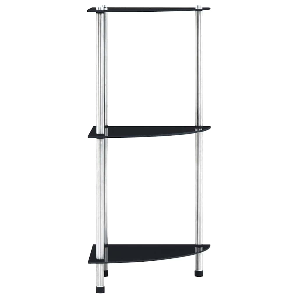 3 Tier Black Glass Display Shelf 30x30x67 cm
