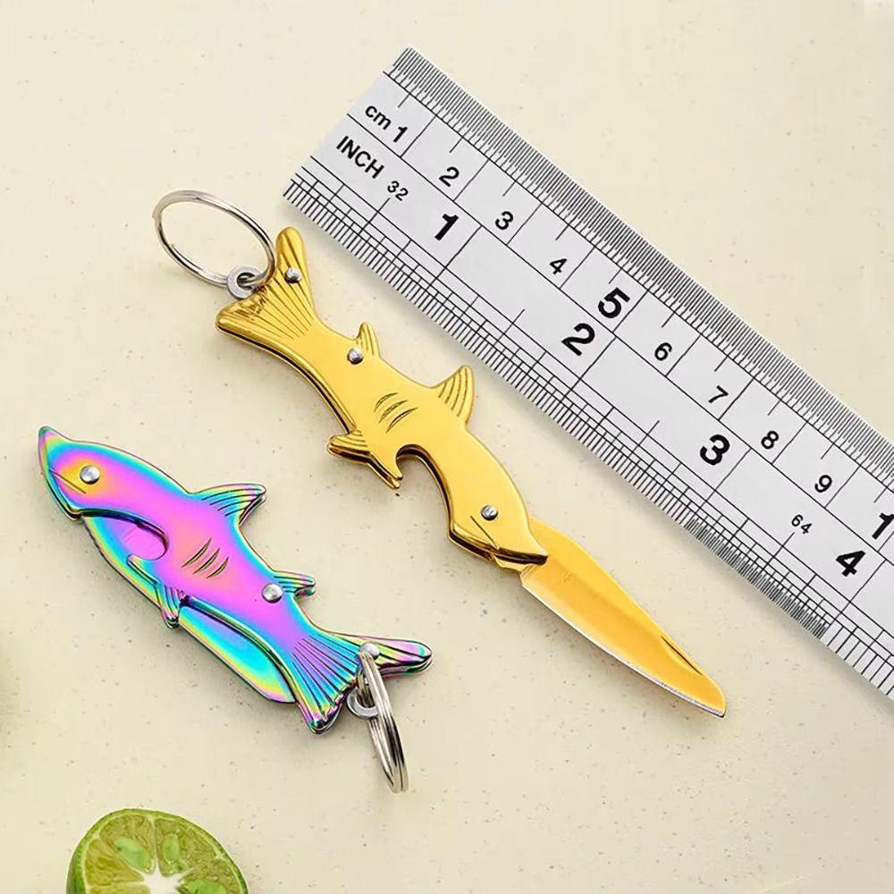 Stainless Steel Fruit Cutter Safe Pocket Cutter Durable Portable Folding Cutter Keychain  Travel